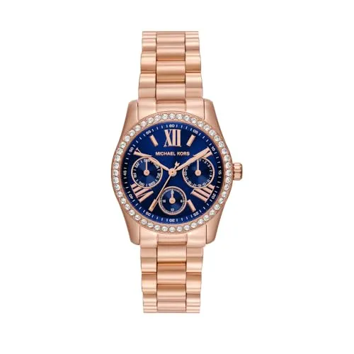 Michael Kors Lexington Damen 33MM Roségoldfarbene Edelstahl Uhr, MK4926 - Elegante Armbanduhr für Damen mit 33mm Gehäuse, kratzfestem Mineralglas und einem stilvollen, anpassbaren roségoldfarbenen Edelstahlarmband. Wasserdicht bis 50 m, ideal für den Alltag.