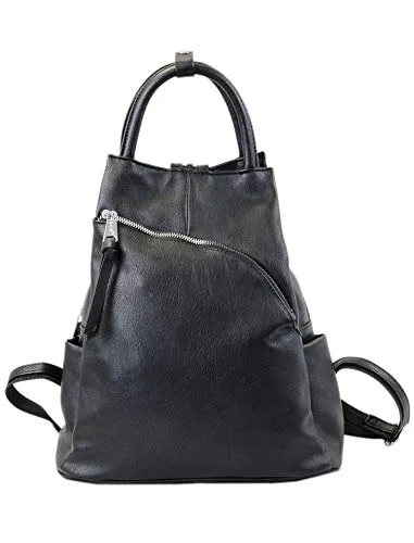 irisaa Damen Rucksack Daypack Tasche Umhänge Tasche Schulrucksack Schultertasche für Frauen und Mädchen, Damen Tasche:Schwarz