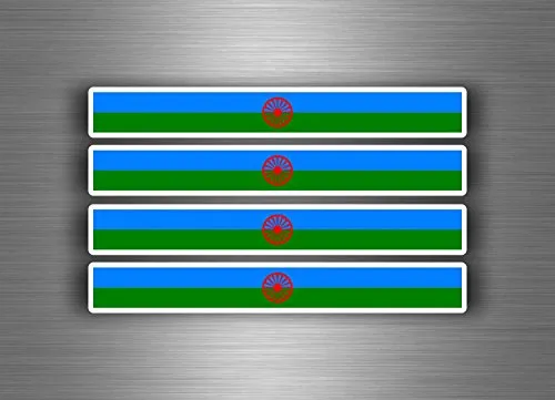 Akachafactory 4 x selbstklebend Sticker Auto Moto Stripes Flagge Tuning Roma Zigeuner Romani