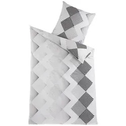 Produktbild Holiday Heimtex Bettwäsche ODIN, 135 x 200 cm, Schwarz, Weiß, Baumwolle, Renforcé, 2-teilig, mit Reißverschluss, graphische Muster schwarz|weiß