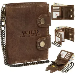 Leder Geldbörse Herren RFID Portemonnaie Echtleder Geldbörse Prägung mit Kette