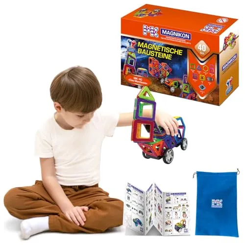 MK MAGNIKON MAGNIKON Magnetische Bausteine - Magnetisches Bauset MK-17 mit 17 Teilen, sicheres und lehrreiches Spielzeug für Kinder ab 3 Jahren