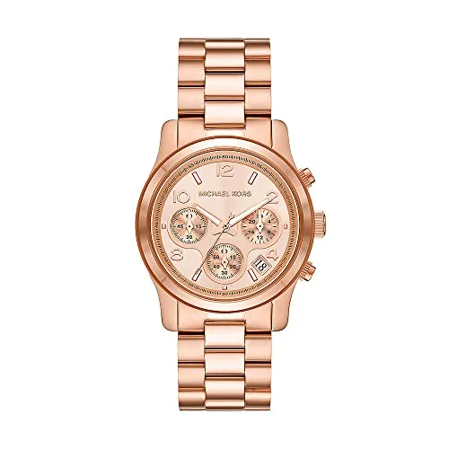 RUNWAY rosé Damenarmbanduhr - Elegante Armbanduhr mit 38-mm-Gehäuse, roségoldfarbenem Zifferblatt und präzisem Quarzwerk. Ideal für stilbewusste Frauen, die Wert auf Qualität legen.