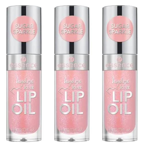 essence hydra kiss LIP OIL, Lipgloss, Nr. 10, Pink, feuchtigkeitsspendend, pflegend, mit Ölen, glänzend, vegan, ohne Parabene, ohne Mikroplastikpartikel, Nanopartikel frei, 3er Pack (3x4ml)