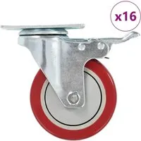 vidaXL Lenkrollen 100 mm - 16 Stk. mit Bremsen - Handgartengeräte-Zubehör, Set aus 16 langlebigen Polypropylen-Rollen, davon die Hälfte mit Bremsen für optimale Kontrolle und Schutz vor Kratzern.