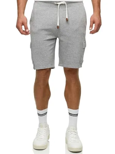 Indicode Herren White Rock Sweatshorts – Cargoshorts aus 100% Baumwolle Lt Grey Mix, Größe S - Bequeme Sweatshorts mit 5 praktischen Taschen, perfekt für Sport und Freizeit. Der elastische Hüftbund sorgt für einen angenehmen Sitz. Ideal für entspannte Tage oder aktive Einsätze.