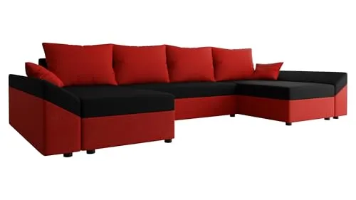 Mirjan24 Wohnlandschaft U-Form, Rot-Schwarz, 6-Sitzer in rot von Mirjan24