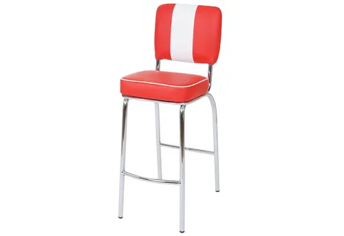 PROREGAL® Barhocker 2x Barhocker Diner Sitzhöhe 70cm Retro 50er Kunstleder Rot-Weiß