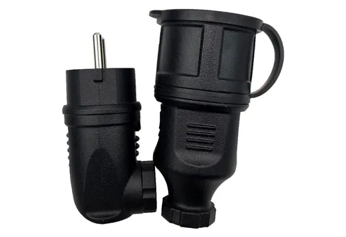 feletec Schuko-Stecker feletec Schuko Winkelstecker und Kupplung 230V IP44 für Außenbereich