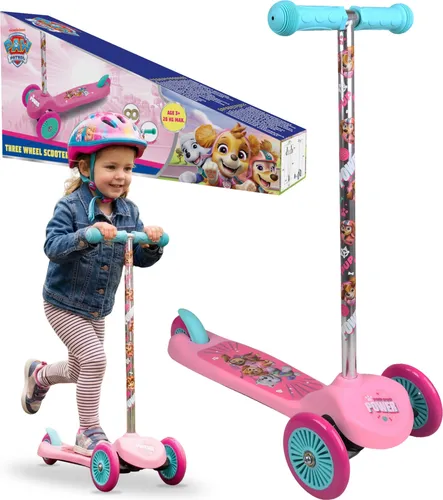 Paw Patrol Dreirad-Roller Rosa mit Kipplenkung - Stabiler Dreirad-Roller mit Skye, Everest und Liberty-Motiv. Ideal zur Förderung des Gleichgewichts, rutschfeste Plattform und klappbar für einfachen Transport. Perfekt für kleine PAW-Patrol-Fans!