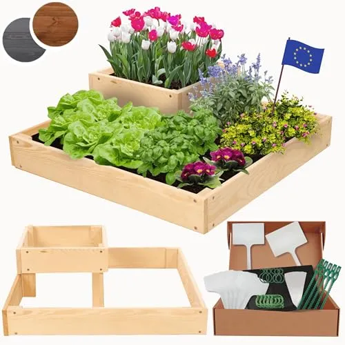 Modo24 Hochbeet ZP08 – Kaskadenförmiges Eckbeet aus Kiefernholz - Nutze jeden Zentimeter Platz mit unserem kaskadenförmigen Eckbeet aus Kiefernholz. Ideal für Garten und Terrasse, vereint es modernes Design mit praktischen Vorteilen für einen schönen Kräuter- oder Gemüsegarten.