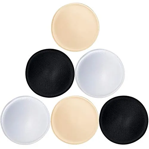 TopBine 3 Paare Round BH Pads BH Einlagen Push Up BH Cups Baumwolle Bra Herausnehmbaren BH Pads für Sport Bra Bademode (Runde L Beige/Schwarz/Weiß, A/B)