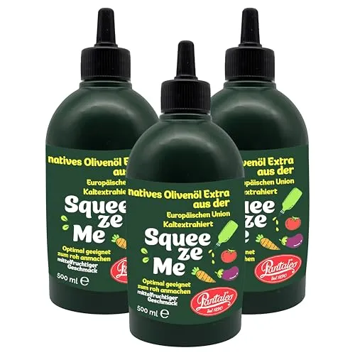 Food-United SqueezeMe Natives Olivenöl Extra 3x500 ml von Pantaleo für einfache Dosierung & präzise Nutzung, perfekt zum Anbraten, Verfeinern & Sautieren von Fleisch, Fisch, Gemüse, Pasta & Salat