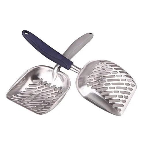 Katzenstreuschaufel, robuste Metallschaufel für Heimtier-Einstreu, leicht zu reinigen, Blau weiß schwarz zufällig senden (14” x 5.5” x 1.67”)