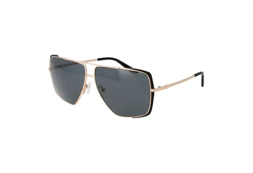 Guess Sonnenbrille GU00220 02A 62 - Eleganter Goldrahmen - Stilvolle Damen-Sonnenbrille mit goldfarbenem Metallrahmen und grauen Gläsern. Optimaler UV-Schutz für unbeschwerte Tage im Freien.