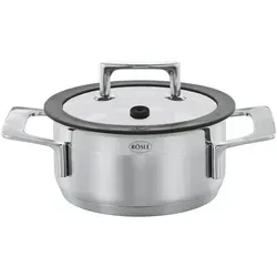 Rösle Bratentopf Silence Ø 20 cm - Edelstahl-Bratentopf für perfekt geschmorte Braten und Eintöpfe. Hoher Rand verhindert Spritzer, mit Aromadeckel aus bruchsicherem Glas für optimale Dampfzirkulation. Spülmaschinen- und induktionsgeeignet, 2,8 l Volumen.