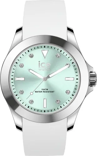 Ice-Watch ICE Steel White Pastel Green - Elegante Damenuhr - Armbanduhren für Damen, stilvolle weiße Uhr mit robustem Silikonarmband und modernem Design für jeden Anlass.