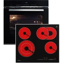 Autarkes Herdset: 60cm Einbaubackofen EB8017ED + 59cm Kochfeld CH5901AL | Katalyse | Pizzafunktion | Grill | Umluft | Heißluft | Automatik-Timer |...
