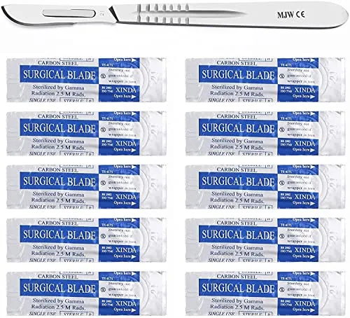 Stück Skalpellklingen Figur 21 mit Karbonstahl für Skalpell-Halter Nr. 4 - Ersatzklingen einzeln steril verpackt 10