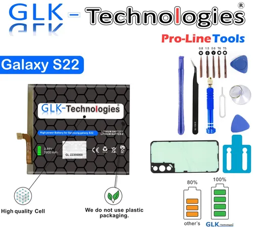GLK Akku für Samsung Galaxy S22 - EB-BS901ABY PRO NEU - Akkus für Samsung Galaxy S22, 3900 mAh Kapazität für lange Nutzung, einfach zu installieren und zuverlässig.