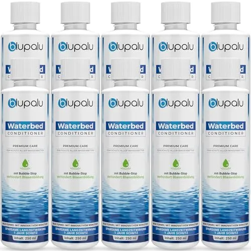 blupalu Wasserbett Conditioner Premium Care – 10x 250ml – Wasserbetten Konditionierer gegen Gerüche & Algen, Pflege für alle Wassermatratzen & Systeme aller bekannten Hersteller