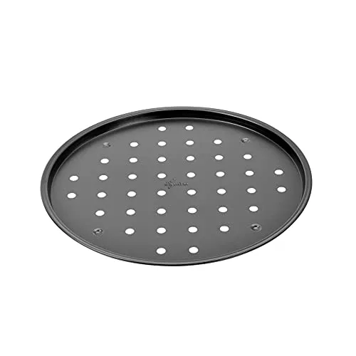 Lagostina Leckere Pizzablech aus antihaftbeschichtetem Stahl, perforiert, schwarz, Durchmesser 32 cm