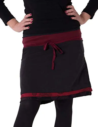 Vishes - Warmer Lagenlook Fleece Rock schwarzrot zum Binden 40 - Stylischer Fleece Rock von Vishes mit praktischen Hosentaschen. Der Rock lässt sich einfach binden und hat einen flexiblen Baumwollbund. Ideal für einen gemütlichen Herbst- und Winterlook.