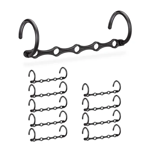 Raumsparbügel Bügel Organizer 10er Set Mehrfachbügel schwarz Kleiderbügelhalter
