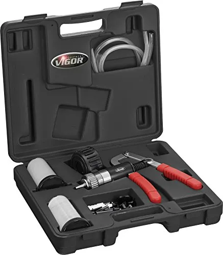 Vigor V4325 Vakuum- und Druckpumpen Satz 28tlg - Mobile Kompressoren, ideal zum Überprüfen von Druck- und Unterdrucksystemen mit umfassendem 28-teiligem Set für vielseitige Anwendungen.