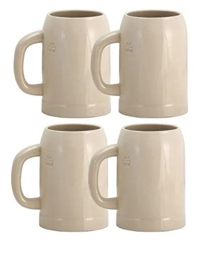 Rastal 4er Set Grenzauer-Bierkrug Humpen 0,5 Liter - Bierkrüge, ideal für gesellige Abende mit Freunden, aus robustem Steingut mit praktischem Eichstrich für präzise Füllmengen.