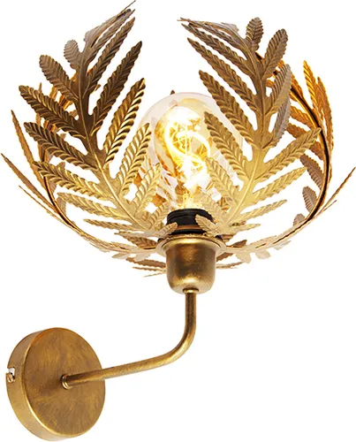 Qazqa Vintage Wandleuchte Gold - Botanica für Wohnzimmer & Schlafzimmer - Stilvolle Landhaus Wandleuchte aus Messing, dimmbar und ideal für verschiedene Wohnräume. Perfekt für eine gemütliche Atmosphäre.