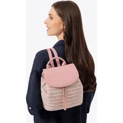 Wittchen Damen-Rucksack mit Zopfmuster und Kordelzug, rosa, Polypropylen