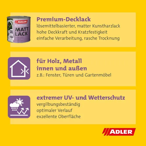 ADLER Kunstharz Mattlack Grau, RAL7035 Lichtgrau 375 ml von Adler