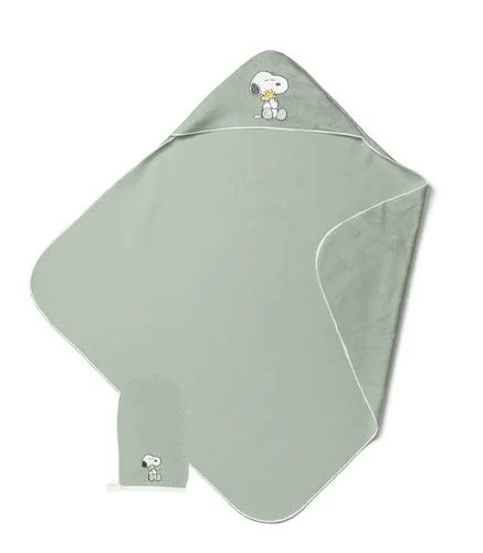 Snoopy Kapuzenhandtuch Snoopy Peanuts Baby Handtuch mit Kapuze und Waschlappen 80x80 cm, bestickt