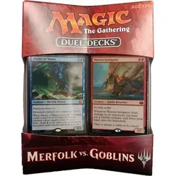 Magic the Gathering Duel Decks Merfolk vs. Goblins - Zwei gebrauchsfertige Kartendecks mit 60 Karten, ideal für spannende Duelle. Enthält praktische Tischboxen und Strategiekarten für ein optimales Spielerlebnis.