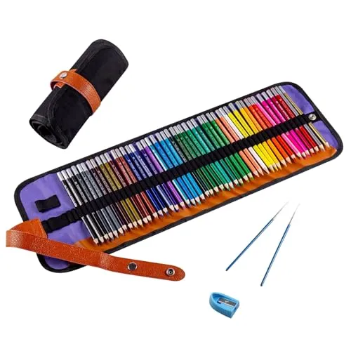 ARZASGO Aquarellstifte Set, 48 Farben Künstler Buntstifte für Erwachsene und Kinder, Art Drawing Pencil mit Canvas-Rollentasche