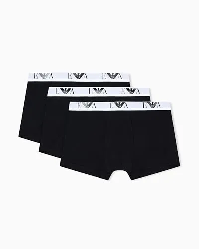 Emporio Armani Man's Bold Monogram 3-Pack Trunk, Schwarz, XXL, Schwarz/Schwarz/Schwarz, XXL