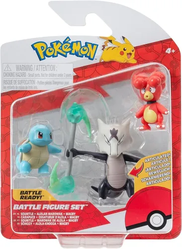 Pokémon PKW3048 - Battle Figure Set - Wuffels, Blubella, Aquana - Fantastische Kreaturen für Kinder: Enthält 5 cm Wuffels und Blubella sowie 7,5 cm Aquana mit beweglichen Gliedmaßen für dynamische Posen und authentischen Details!