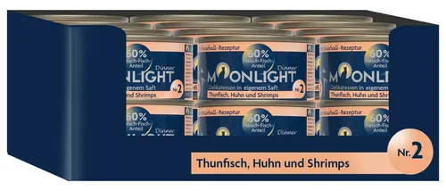 Produktbild Moonlight Nr. 2 Nassfutter für Katzen, Thunfisch, Huhn und Shrimps, 24 x 80g