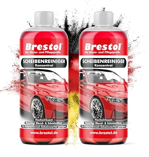 BRESTOL® Scheibenreiniger-Konzentrat für Autos 2x 1000 ml - Für klare Sicht ohne Schlieren – Ergiebiger Reiniger mit starker Reinigungskraft – Ergibt über 400 Liter gebrauchsfertigen Scheibenreiniger