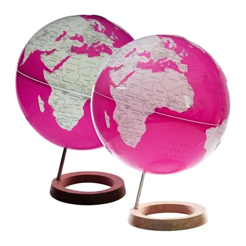 Exerz 33cm Leuchtglobus/Beleuchteter Globus Holzsockel mit 33 cm Durchmesser – Selbstmontage – Englische Karte