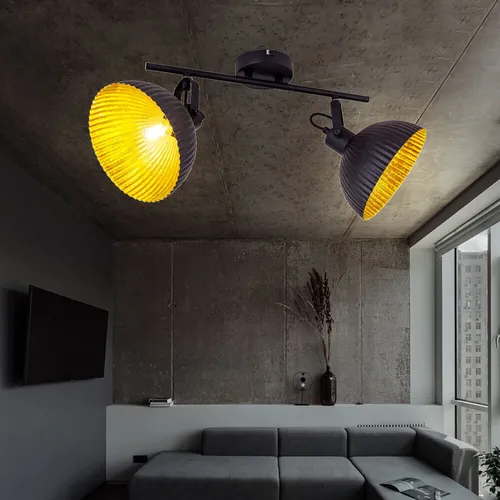 Deckenleuchte Gold-Schwarz, 40 cm - Verstellbare Deckenspot für Wohnzimmer - Lampen - Extravagante Deckenleuchte mit beweglichen Spots und edler Blattgoldoptik, ideal zur individuellen Lichtgestaltung in Ihrem Wohnraum.