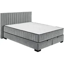 Mid.you Boxbett, Anthrazit, Textil, H3 + H4, 9-Zonen, 160x200 cm, Bettkasten, gepolstertes Kopfteil, Federkernmatratze, Wendematratze mit unterschiedlichen Härtegraden, Schlafzimmer, Betten, Doppelbetten