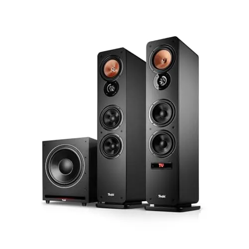 Teufel Ultima 40 AKTIV 3 Club Edition - 2.1 Soundsystem mit Subwoofer und Bluetooth aptX - Erlebe kraftvollen Sound mit dem aktiven 3-Wege-Standlautsprecher-Paar und dem leistungsstarken Subwoofer. Mit 260 W Gesamtleistung und vielfältigen Anschlussmöglichkeiten für ein erstklassiges Klangerlebnis.