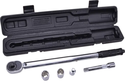 Drehmoment Schlüssel 1/2 Zoll 40-210Nm mit Verlängerung und Stecknüssen - Schlüssel, präziser Drehmomentschlüssel 40-210Nm, inklusive Verlängerung und Stecknüsse 17, 19, 21mm – ideal für professionelle Anwendungen und Heimwerker.