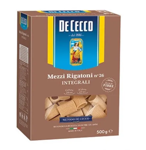 Pasta De Cecco mezzi rigatoni integrali n. 26 Vollkorn italienisch Nudeln 500 g