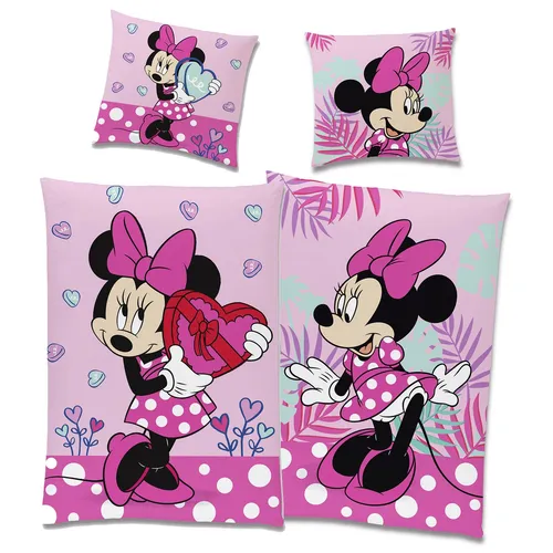Minnie Mouse Bettwäsche Herz 135x200cm in pink von BERONAGE Baby & Kidsworld