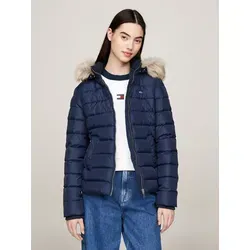 Tommy Jeans Damen Daunenjacke mit Kapuze und Kunstpelzbesatz - Funktionsjacken, schmal geschnittene Steppjacke mit hochwertiger Wattierung und abnehmbarer Kapuze für optimalen Komfort.