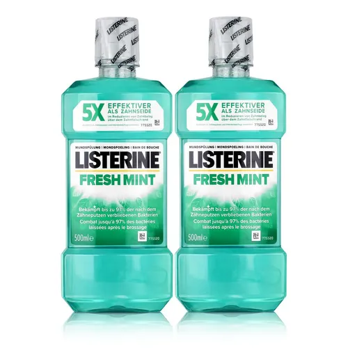 Listerine Fresh Mint 500ml - Für die tägliche Mundspülung (2er Pack )