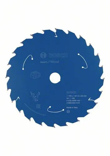Bosch Accessories 2608644510 Kreissägeblatt 184 x 20mm, 24 Zähne - Kreissägeblätter für Holz, mit MicroteQ Carbide-Zähnen für hohe Langlebigkeit und erstklassige Leistung. Ideal für sauberes, müheloses Sägen mit Akkusägen.